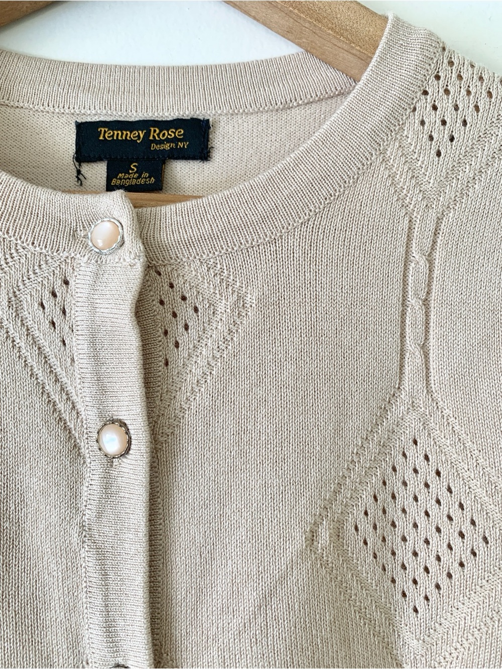 TENNEY ROSE Eyelet-Knit Button Cardigan - Picture 4 of 6
